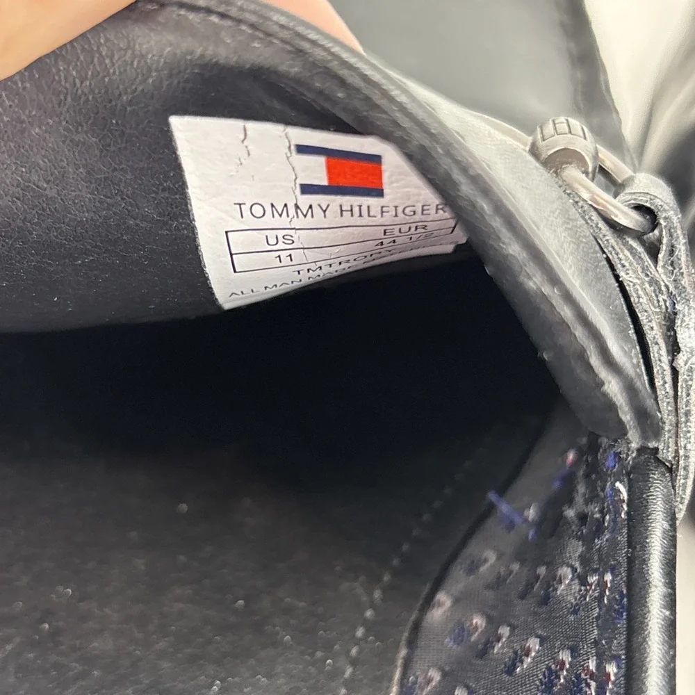 Tommy Hilfiger Jackal Men's‎ 11 Black Faux Leather Moc Toe Loafer Shoe